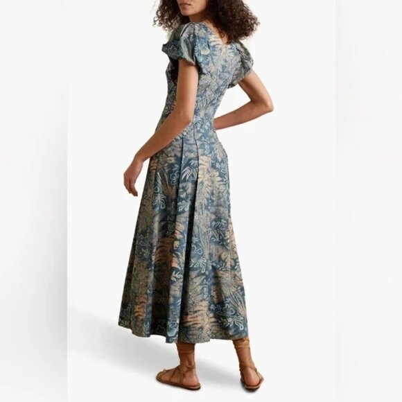 EUC Ulla Johnson Malie Pleated Printed Cotton Poplin Dress Size 8 - Picture 2 of 7